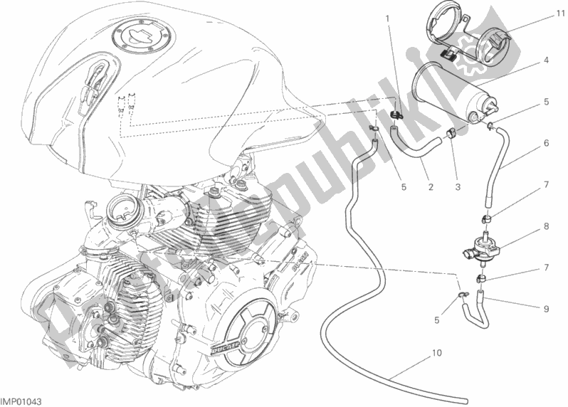 Todas as partes de Vasilha De Tubo De Ar Quente do Ducati Monster 797 USA 2020